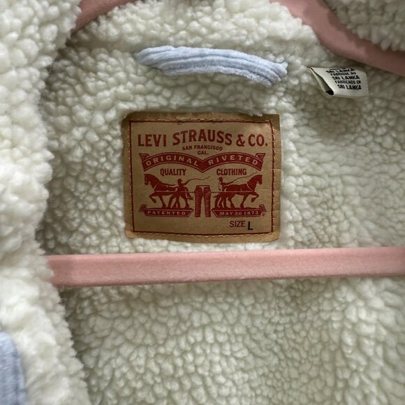 Levis Jacket Womens Large Blue Corduroy Sherpa Trucker Lined Warm Casual Winter - Picture 2 of 12